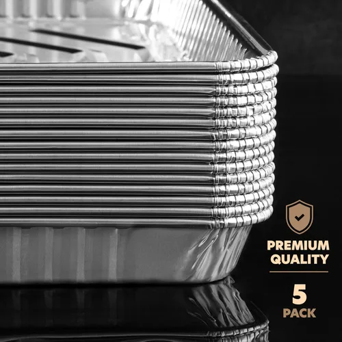 Miniatura 7 de PLASTICPRO Bandejas de Aluminio Paquete de 5 Bandejas Desechables para Galletas 9'' x 13'' Bandejas para Hornear de Calidad Premium Extra