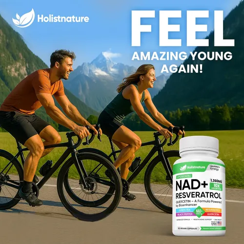 Miniatura 6 de Suplemento NAD+, 1,360 mg de fuerza máxima liposomal Resveratrol, quercetina, té verde Energía celular y envejecimiento saludable para hombres