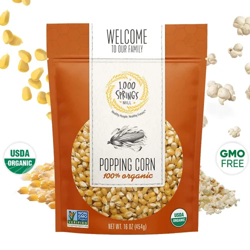 Miniatura 3 de 1000 Springs Mill Granos de palomitas de maíz secos orgánicos, sin OMG, aperitivo saludable para microondas o estufa, granos de palomitas de maíz
