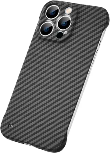 IVY Cubierta sin marco de textura de fibra de carbono para iPhone 14 Pro Max Funda de fibra de carbono - Negro