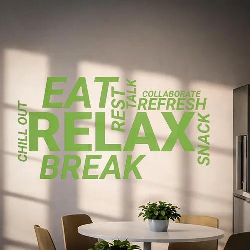 Vinilo adhesivo de pared para sala de descanso, oficina, palabras, nube, cocina, relax, sala de estar, decoración de snack bar, calcomanías de idea