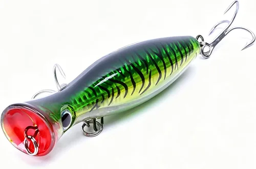 Señuelo de Pesca Popper, Señuelos Popper de Superficie JAZALIC con Ojos 3D, Accesorios de Pesca para Lanzamiento en Superficie de Agua Salada y Azul