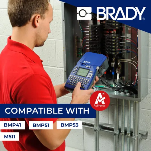 Miniatura 6 de Brady Auténticas etiquetas adhesivas agresivas de nailon multiusos (M4C-750-499) de 0.75 pulgadas de ancho x 16 pies, negro sobre blanco. Para uso