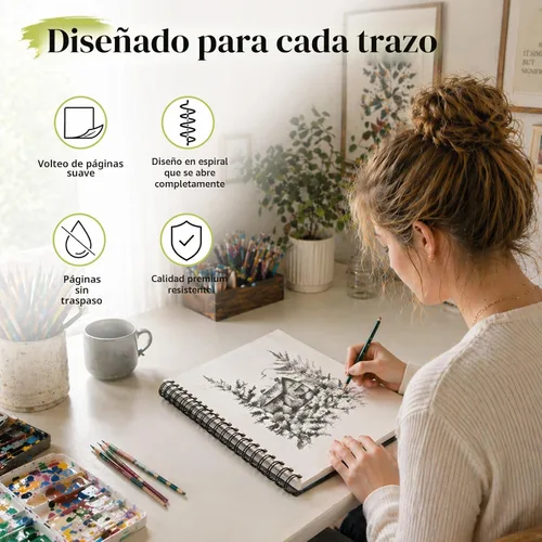 Miniatura 4 de Cuaderno de dibujo de tapa dura con espiral de CONDA, de 9 x 12 pulgadas, para dibujar, pintar y realizar técnicas mixtas Negro