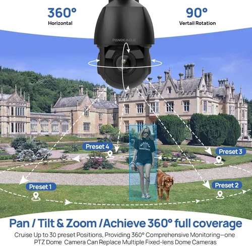 Miniatura 4 de PANOEAGLE Cámara IP PTZ PoE de 4K 8MP para exteriores con zoom óptico de inclinación panorámica 18X, detección humana/vehículo, conversación