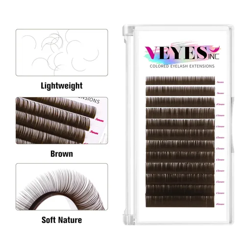 Miniatura 2 de VEYES INC Extensiones de pestañas de colores 03 05 07 15 C/D rizo 0.315-0.630 pulgadas de longitud mixta, pestañas individuales de seda de primera
