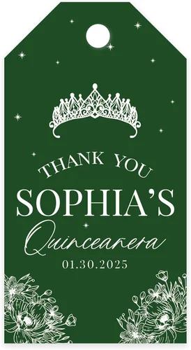 Miniatura 13 de Andaz Press Paquete de 40 etiquetas personalizadas para quinceañera con cuerda, mariposas azules etiquetas de agradecimiento personalizadas