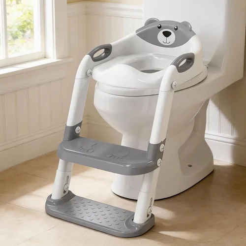 Miniatura 22 de SKYROKU - Asiento de inodoro mejorado para niños y niñas, para entrenamiento de baño, almohadilla antideslizante para protección contra 8838-azul