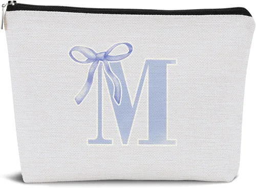 Miniatura 16 de Coquette - Bolsa de maquillaje con lazo, inicial K, regalos personalizados para chicas adolescentes, regalos con monograma lindos y modernos preppy