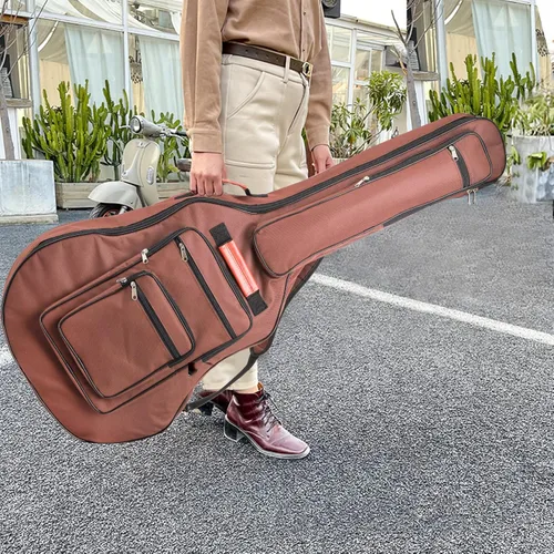 Miniatura 6 de Bekith Bolsa de guitarra acústica de 40, 41, 42 pulgadas, 6 bolsillos, funda de guitarra impermeable, tela Oxford, almohadilla de esponja gruesa