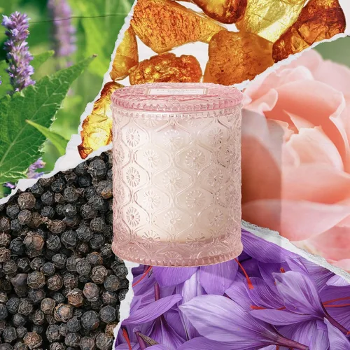 Miniatura 2 de LA JOLIE MUSE - Vela perfumada de Santal Rose – Azafrán, Rosa y Cuero 6 onzas de cera de soja natural 40 horas de combustión limpia Lista