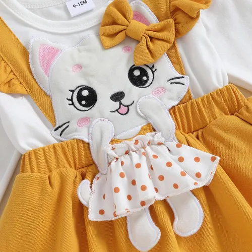 Miniatura 3 de Bonangber Ropa para bebé recién nacida, con volantes, manga larga, mameluco con diadema, lindo traje de otoño e invierno