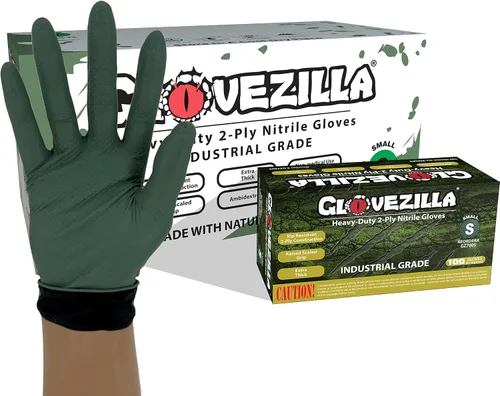 Guantes industriales de nitrilo de 2 capas de 8.5 milésimas de pulgada de grosor, desechables, resistentes a desgarros, textura de diamante elevado