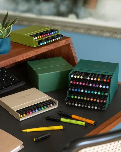 Miniatura 6 de Faber-Castell Art & Graphic Pitt Artist Pen Brush India Ink Pen, multicolor, caja de estudio de 60 unidades, para arte, manualidades, dibujo