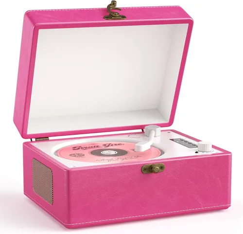 Miniatura 12 de Reproductor de CD portátil Bluetooth, reproductor de CD retro negro para reproductor de música en el hogar, batería recargable y altavoces