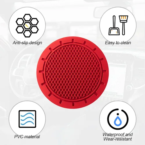 Miniatura 3 de Paquete de 4 portavasos para auto, portavasos universal antideslizante de 2.75 pulgadas de diámetro, duradero, compatible con la mayoría de los Rojo