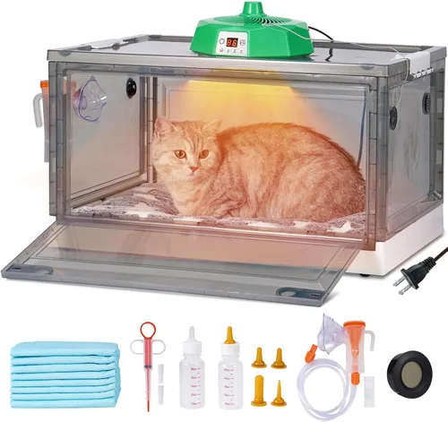 Incubadora para cachorros,Incubadora de cachorros con calefacción y oxigenador,Buena retención de calor y ventilación y control de temperatura para