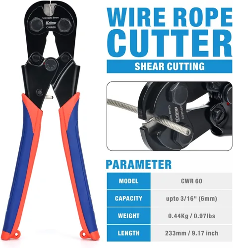 Miniatura 3 de iCrimp IWS-1608B Herramienta de prensado de cuerda de alambre para mangas de bucle de aluminio, virolas de cable ovaladas dúplex de 1/16 '' a 3/16