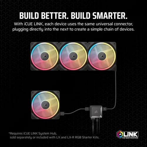 Miniatura 5 de CORSAIR iCUE Link LX120-R RGB Ventilador PWM invertido de 4.72 pulgadas (120 mm) – Ventilador individual – Bajo ruido, rodamiento de cúpula