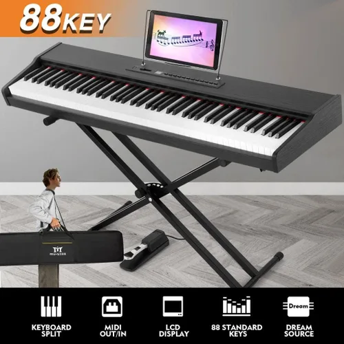 Miniatura 7 de Teclado de piano MUSTAR 88 teclas con teclado ponderado, teclado digital de piano de 88 teclas semi ponderado con soporte, piano eléctrico