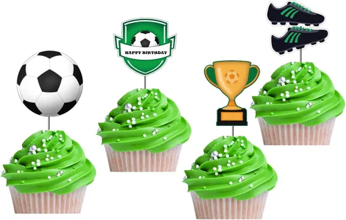 Decoración para cupcakes de fútbol para niños, fiesta de cumpleaños, fútbol de fútbol, Copa del Mundo, pelota deportiva, baby shower, decoraciones