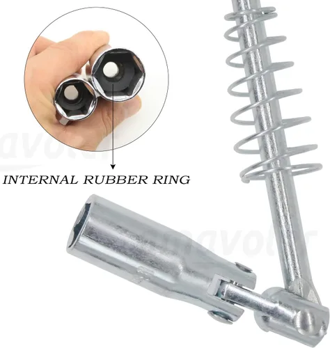 Miniatura 3 de Llave de bujía de 0.827 in-13/16 pulgadas (mango T), acero de aleación de rotación de 360 grados, herramienta de bujía del motor.