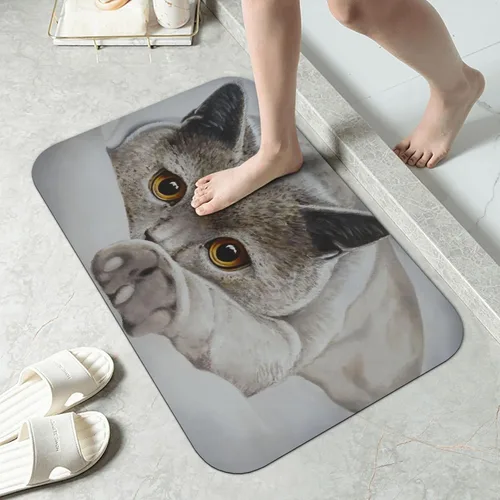 Miniatura 3 de Tapete de baño para gatos, tierra de diatomeas, súper absorbente, antideslizante, de secado rápido, tapete de baño o cocina, 16 x 24 pulgadas