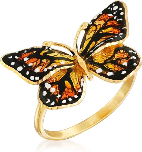 Miniatura 4 de Ross-Simons Italian 18kt Yellow Gold Butterfly Ring With Enamel