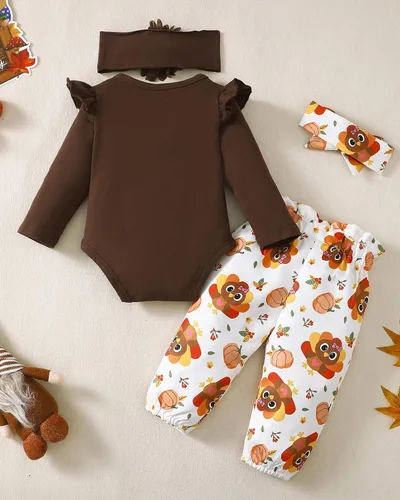 Miniatura 91 de SUNNY PIGGY Ropa para bebé recién nacida, con volantes, mameluco de algodón floral, conjunto de pantalones de algodón para niñas