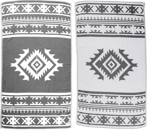 Miniatura 11 de Bersuse Toalla turca Yucatan de doble capa 100% algodón, 39 x 71 pulgadas, color negro