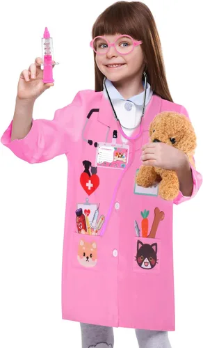 Miniatura 6 de Kyson Disfraz de veterinario para niños, 6 piezas, disfraz de veterinario, juego de simulación para niños y niñas, día de la carrera de Halloween