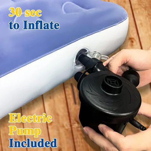 Miniatura 7 de Cama de viaje inflable para niños Fahuac, juego de colchón de aire para niños pequeños, cama hinchable portátil con barandillas y bomba eléctrica