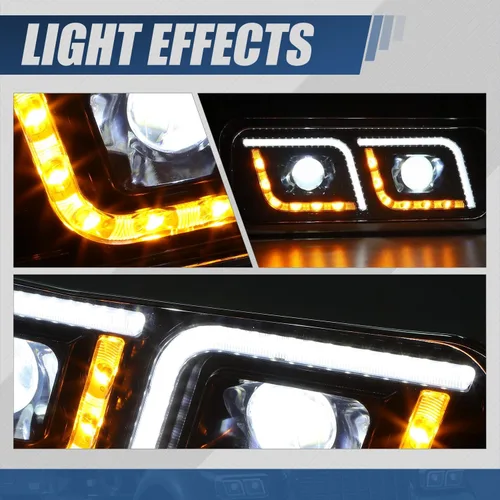 Miniatura 9 de Auto Dynasty Luces LED DRL para faros delanteros de doble proyector, compatibles con Peterbilt 365 Western Star Kenworth 1981-1991, par negro