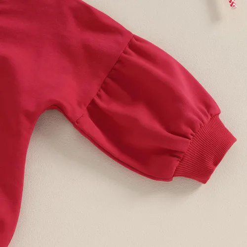 Miniatura 21 de Traje de bebé niña para el primer día de San Valentín, mameluco de burbujas con cuello redondo, sudadera linda para primavera y otoño