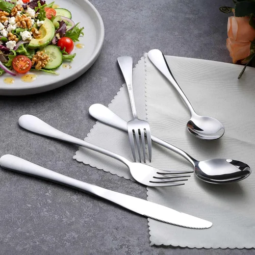 Miniatura 5 de LIANYU, juego de 20 piezas de cubiertos de acero inoxidable, para 4, incluye cuchillo, tenedor y cuchara, pulido al espejo, apto para lavavajillas