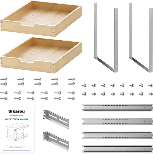 Miniatura 7 de Organizador de cajones extraíble de madera Sikarou 2 niveles 17 pulgadas de ancho x 21 pulgadas de profundidad, cajones deslizantes de alta 2 Corbata