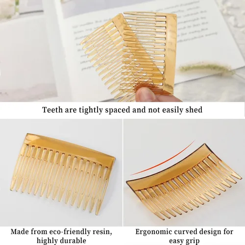 Miniatura 2 de Juego de 4 peines para el cabello estilo francés, 4 piezas, clips laterales decorativos para mujer, accesorios para el cabello de sujeción fuerte