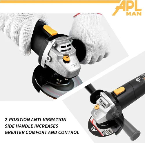 Miniatura 2 de APLMAN Herramienta de amoladora angular, controlador de motor de 5 amperios, 4-1/2 pulgadas con 1 muelas, 2 ruedas de corte, 2 cepillos de carbono
