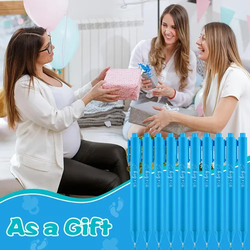 Miniatura 6 de Mototo 60 bolígrafos para baby shower, regalo de fiesta de bebé, bolígrafo azul retráctil con tinta negra para niños, invitados, profesores