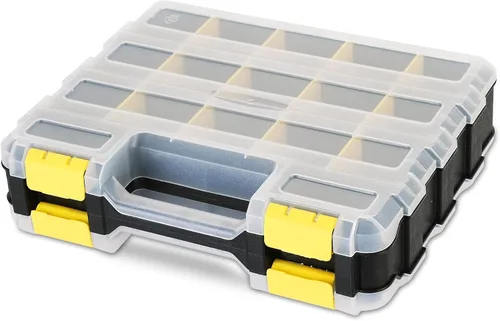 Miniatura 7 de Organizador de piezas pequeñas Caja de almacenamiento para herramientas, caja de herramientas con 34 compartimentos, caja organizadora de doble
