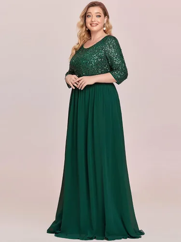 Miniatura 3 de Ever-Pretty 0683-PZ - Vestido largo de noche con lentejuelas y cuello redondo para mujer