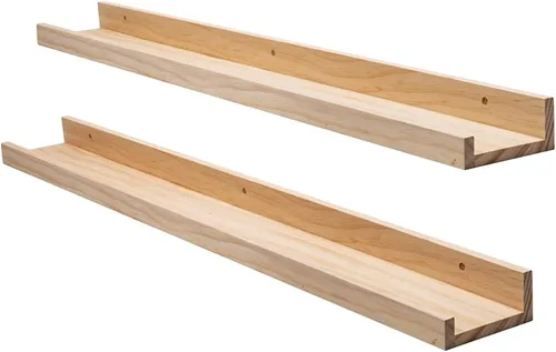 Miniatura 10 de Estantes flotantes negros para pared de 24 pulgadas con reborde, repisa moderna para cuadros, estantes de pared para fotos, decoración