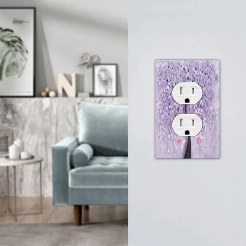 Miniatura 7 de Cubiertas de Tomacorriente 3D Árbol Morado 1 Gang Placa de Cubierta de Interruptor de Luz Dúplex Placas Decorativas de Pared Placa de Interruptor