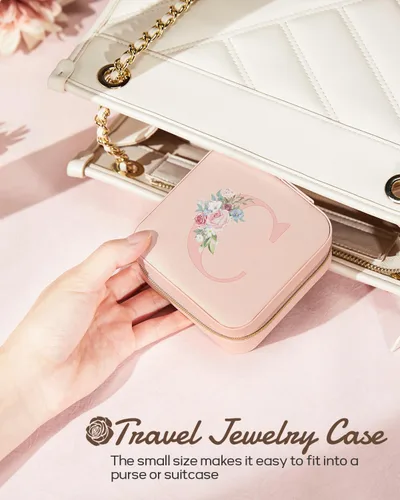 Miniatura 3 de Enthralite Joyero de viaje personalizado, artículos esenciales de viaje para mujeres, organizador de viaje pequeño, joyero para collares, aretes