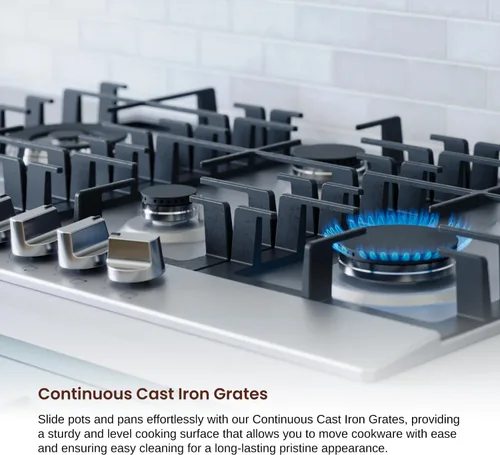 Miniatura 9 de Rangaire RCG301S - Placa de cocina de gas de 30 pulgadas, acero inoxidable, quemadores sellados, rejillas de hierro fundido, controles de quemador