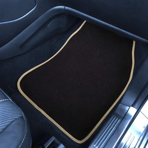 Miniatura 4 de FH Group Alfombrillas antideslizantes con almohadilla de talón de goma, ajuste universal para sedán, SUV y camión, juego completo beige/negro