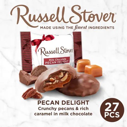 Miniatura 4 de Bolsa reforzada de delicia de pecán Russell Stover 16.10 oz. Paquete de caramelos cubiertos de chocolate con leche Russell Stover, pecanas