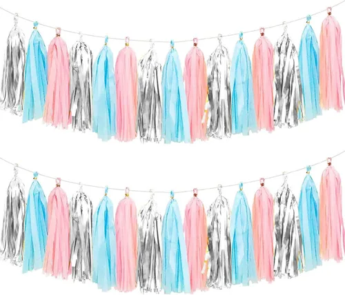 Miniatura 27 de We Moment Borlas de Papel de Seda Azul Marino Azul Claro Guirnalda de Borlas para Fiestas para Decoraciones de Fiestas, Kits de Bricolaje, 15 Piezas