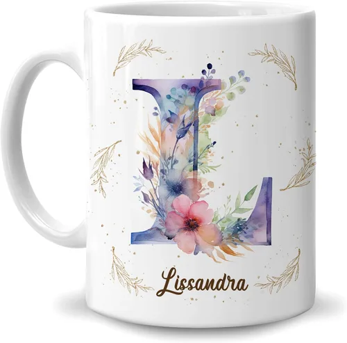 Miniatura 24 de Hyturtle Taza de café personalizada con inicial con nombre, monograma de cumpleaños, regalos de Navidad para niñas y mujeres, letra A del alfabeto