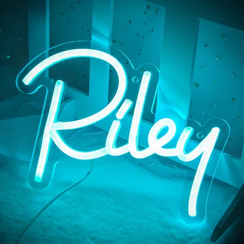 Letrero de Nombre en Neón Riley, Luz de Nombre en Neón LED para Dormitorio de Niños, Decoración para Fiesta de Cumpleaños, Letrero de Neón Riley -